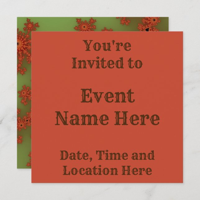 Invitación Burst Fractal de otoño (Anverso / Reverso)