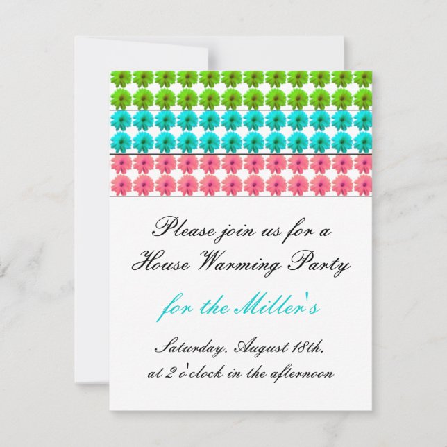 Invitación Burst of Flowers House Warming Invitation (Anverso)
