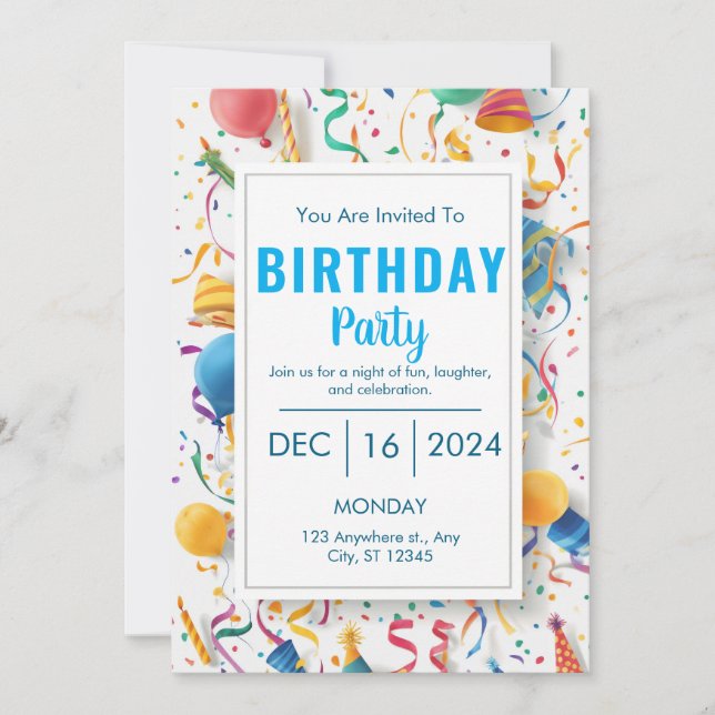 Invitación Burst of Joy Birthday Invitation (Anverso)