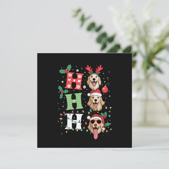 Invitación Buscadores de Ho Ho Ho Navidades Doradas (Anverso de pie)