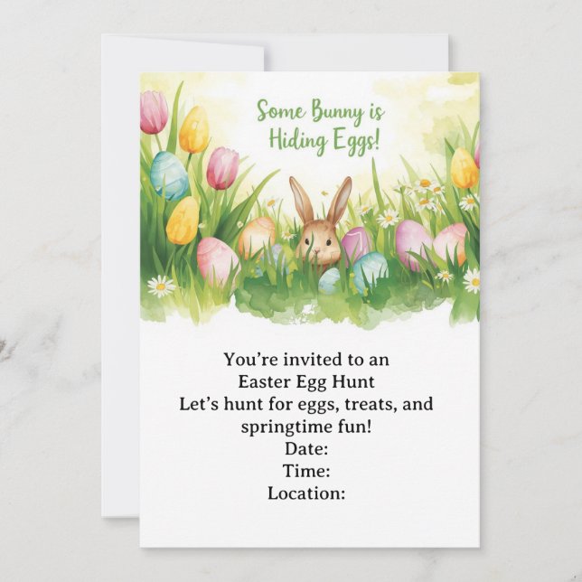 Invitación Buscando huevos de Pascua (Anverso)