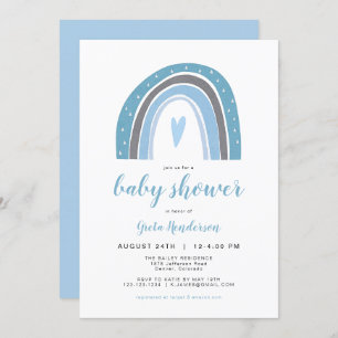 Invitación BUSCAR  Baby Shower arcoiris azul turbio