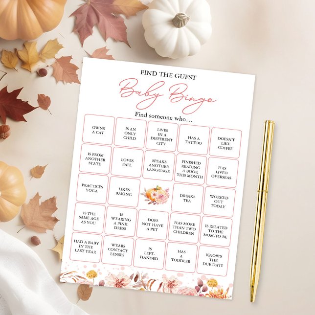 Invitación Buscar el juego de bingo Baby Shower Fall invitado (Subido por el creador)
