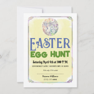Invitación Buscar huevos de Pascua Acuarela Amarilla Folleto