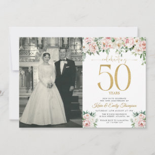 Invitación Bush Floral Rosa 50 Aniversario