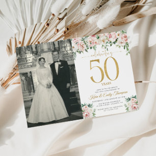 Invitación Bush Floral Rosa 50 Aniversario