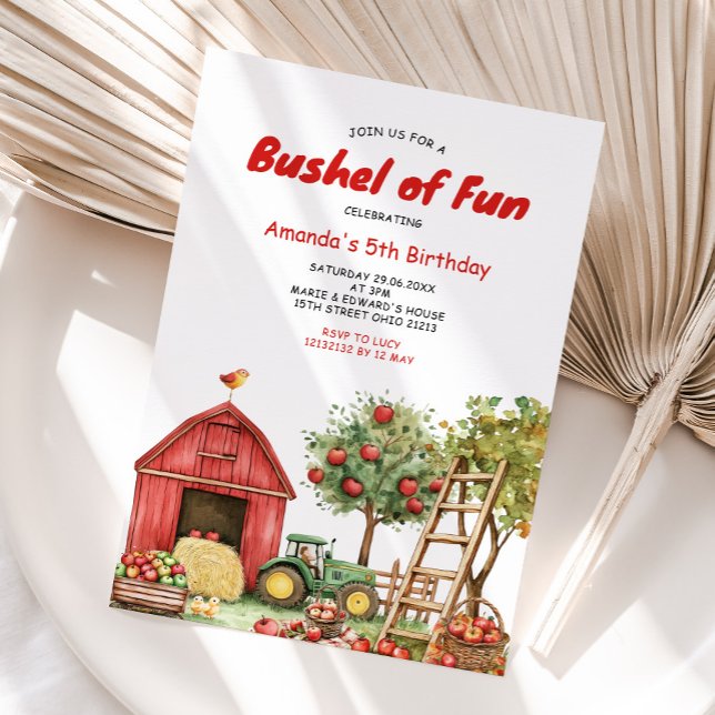 Invitación Bushel del Chica de cumpleaños divirtido Red Gingh (Subido por el creador)
