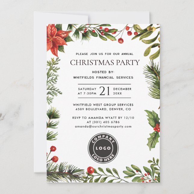 Invitación Business Logo Annual Corporate Christmas Party (Anverso)