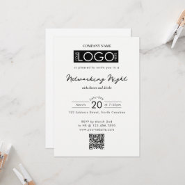 Invitación Business Networking Dinner Event Logo QR Code