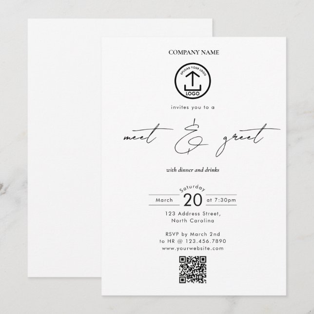 Invitación Business Networking Dinner Event Logo Script (Anverso / Reverso)