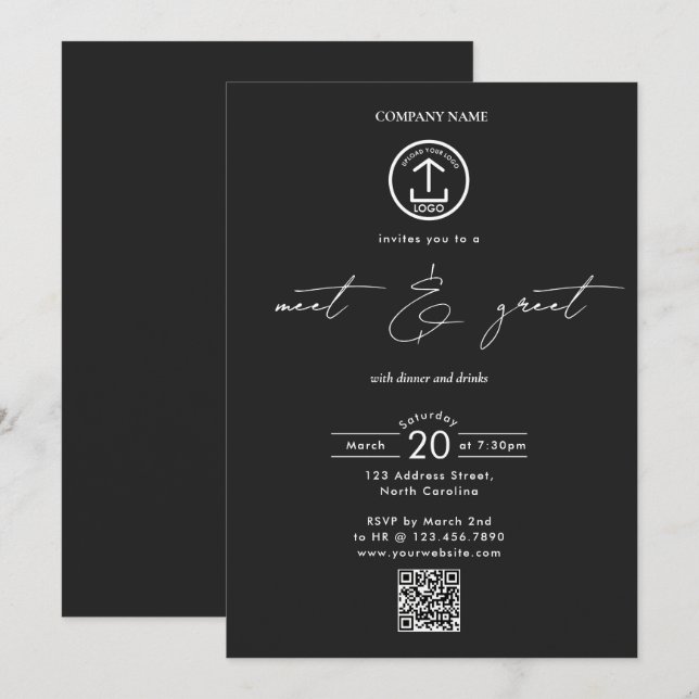 Invitación Business Networking Dinner Event Logo Script (Anverso / Reverso)