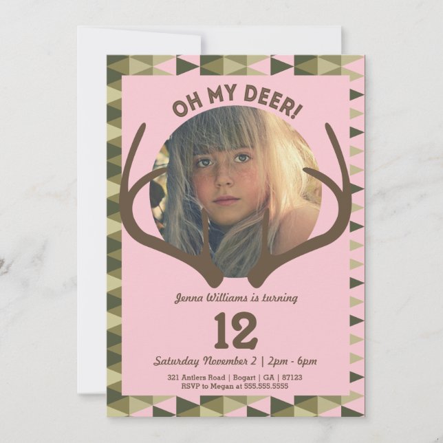 Invitación Búsqueda de cumpleaños de las astas del chica (Anverso)