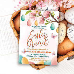 Invitación Búsqueda de huevos de acuarela floral elegante y b