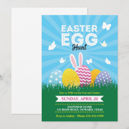 Invitación Búsqueda de huevos de Pascua brillantes y colorido