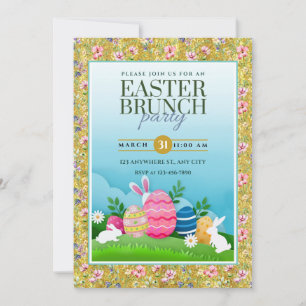 Invitación Búsqueda de Huevos de Pascua, Fiesta de Celebració