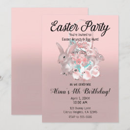 Invitación Búsqueda de huevos de Pascua rosados y marrones Fi