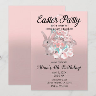 Invitación Búsqueda de huevos de Pascua rosados y marrones Fi