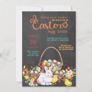 Invitación Busqueda de Huevos de Pascua Tipografía Colorida e