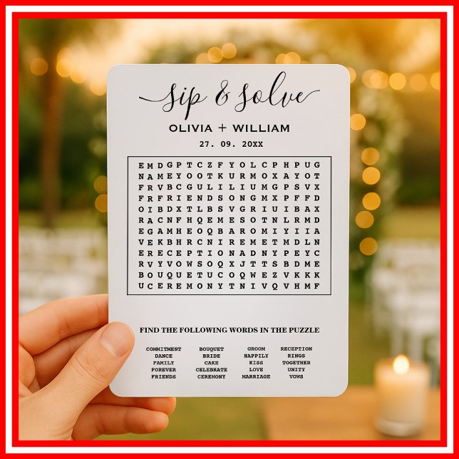 Invitación Búsqueda de palabras personalizadas para boda Sip  (Subido por el creador)