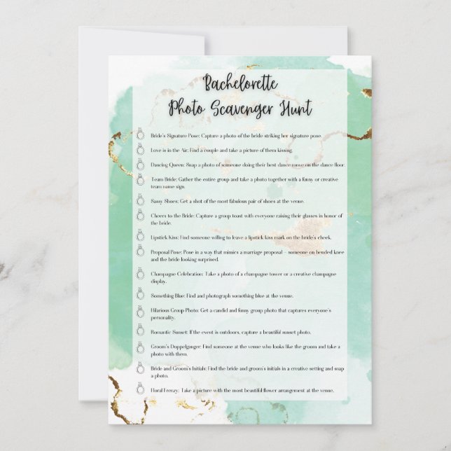 Invitación Búsqueda del Tesoro de Fotos de Despedida de Solte (Anverso)