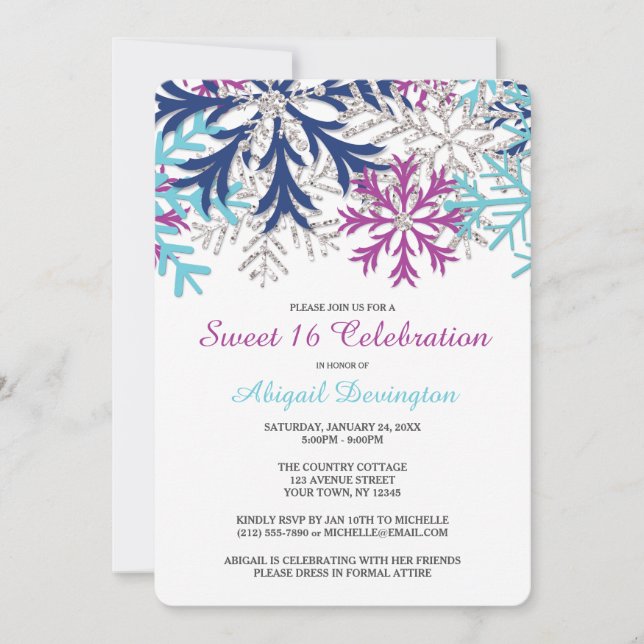 Invitación Bustos de nieve de orquídea turquesa 16 (Anverso)