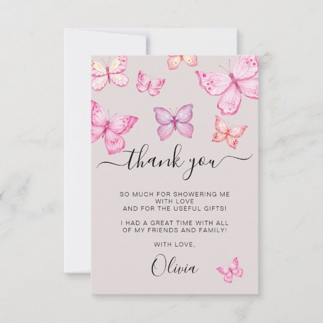 Invitación Butfly Bridal Shower gracias (Anverso)