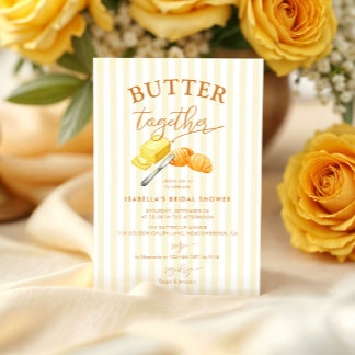 Invitación Butter Together Yellow Stripes Bridal Shower