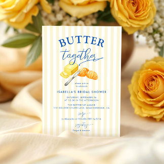 Invitación Butter Together Yellow Stripes Bridal Shower
