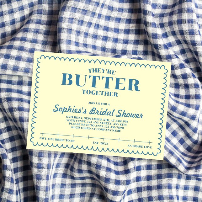 Invitación Butter Together Yellow Vintage Bridal Shower (Butter Together Yellow Vintage Bridal Shower Invitation)
