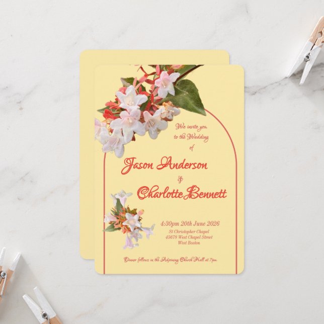 Invitación Butter Yellow & Honeysuckle Photo Wedding (Anverso/Reverso In Situ)