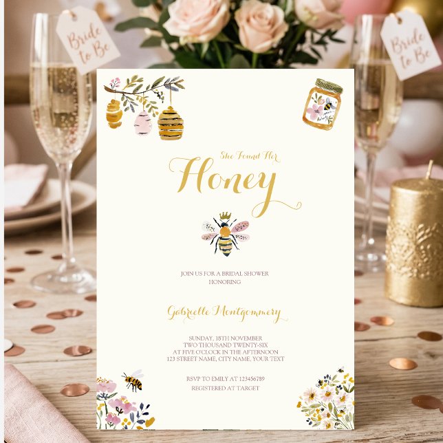Invitación Butter Yellow She Found Her Honey Bee Bridal Party (Subido por el creador)