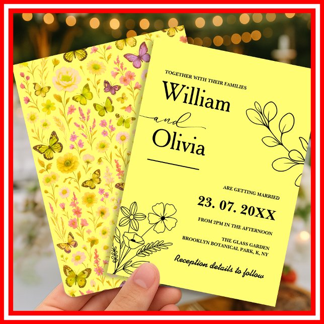 Invitación Butter Yellow Wildflower Boda (Subido por el creador)