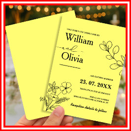 Invitación Butter Yellow Wildflower Boda