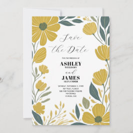 Invitación Buttercup Floral amarillo moderno salva la fecha