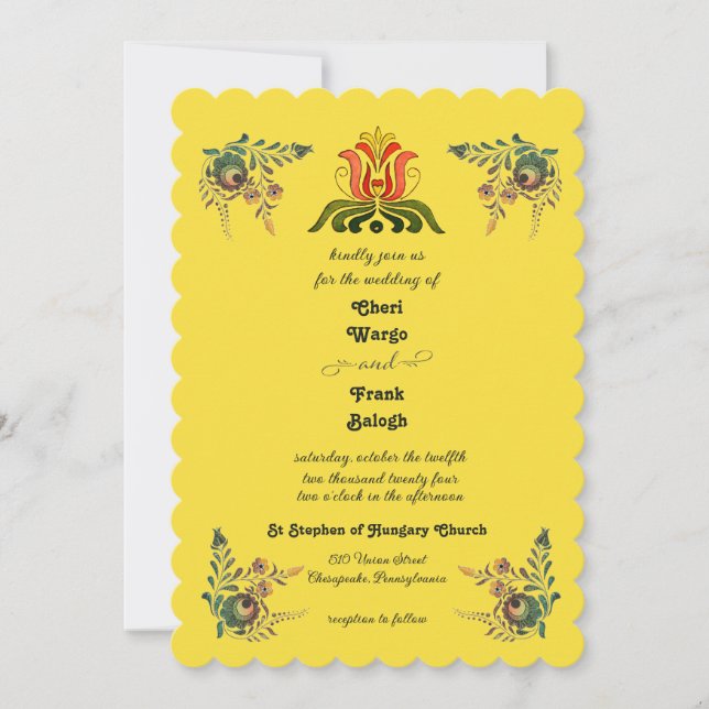 Invitación Buttercup Gold Hungarian Wedding Invitation (Anverso)