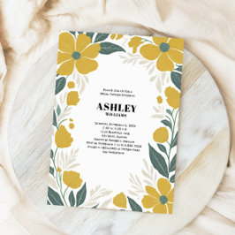 Invitación Buttercup Rama de novia floral amarilla moderna