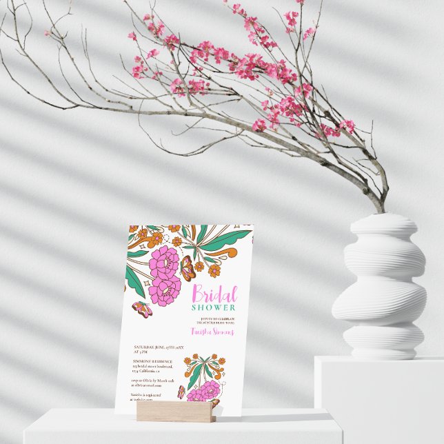 Invitación Butterflies Amantes del guión floral rosado (Subido por el creador)