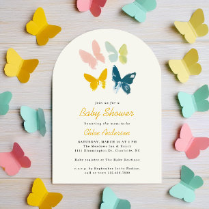 Invitación Butterflies Baby Shower Neutral de género moderno