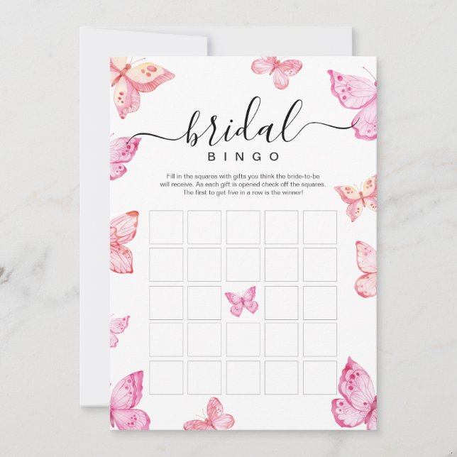 Invitación Butterflies Bridal Bingo Shower (Anverso)