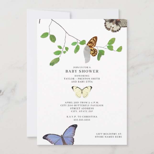 Invitación Butterflies Chrysalis Baby Shower (Anverso)