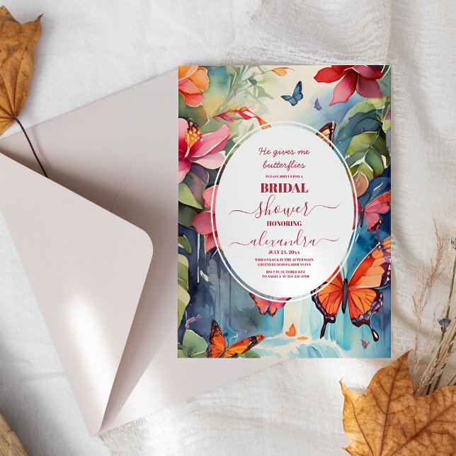 Invitación Butterflies de Boho floral ducha de novia (Subido por el creador)