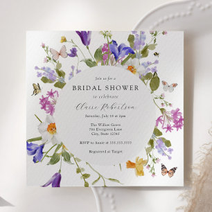 Invitación Butterflies en flor de primavera ducha de novia