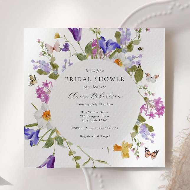 Invitación Butterflies en flor de primavera ducha de novia (Subido por el creador)
