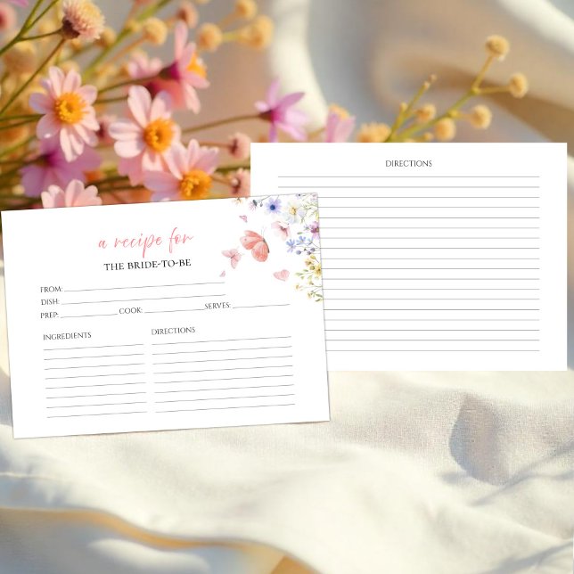 Invitación Butterflies Floral Bridal Shower Recetas (Subido por el creador)
