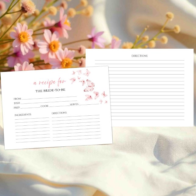 Invitación Butterflies Floral Bridal Shower Recetas (Subido por el creador)