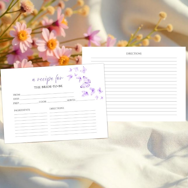 Invitación Butterflies Floral Bridal Shower Recetas (Subido por el creador)