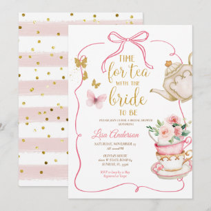 Invitación Butterflies Floral Bridal Shower Tea Fiesta