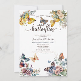 Invitación Butterflies Floral | Ducha acuarela