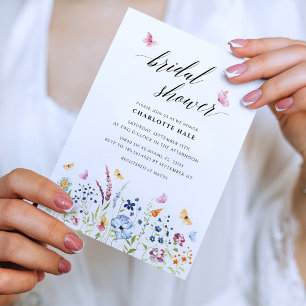 Invitación Butterflies Flores silvestres florales Ducha de no