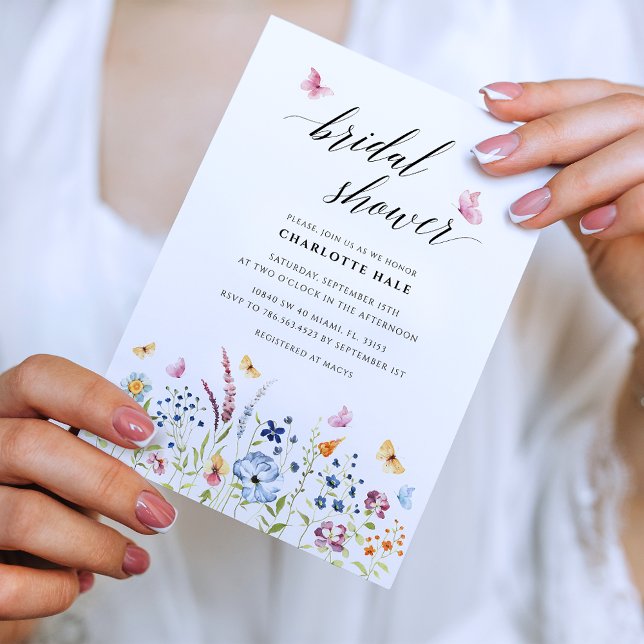 Invitación Butterflies Flores silvestres florales Ducha de no (Subido por el creador)